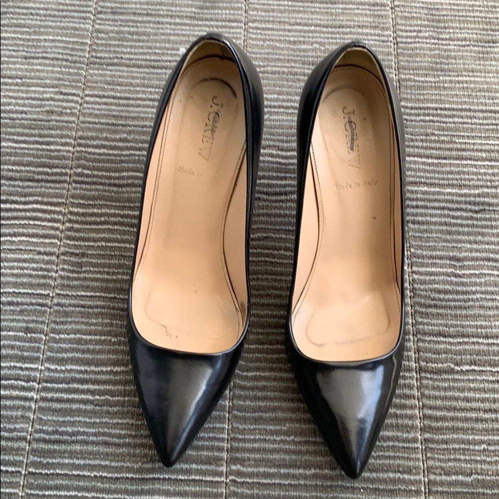 J Crew Glossy Leather Pumps Black Sz 8.5